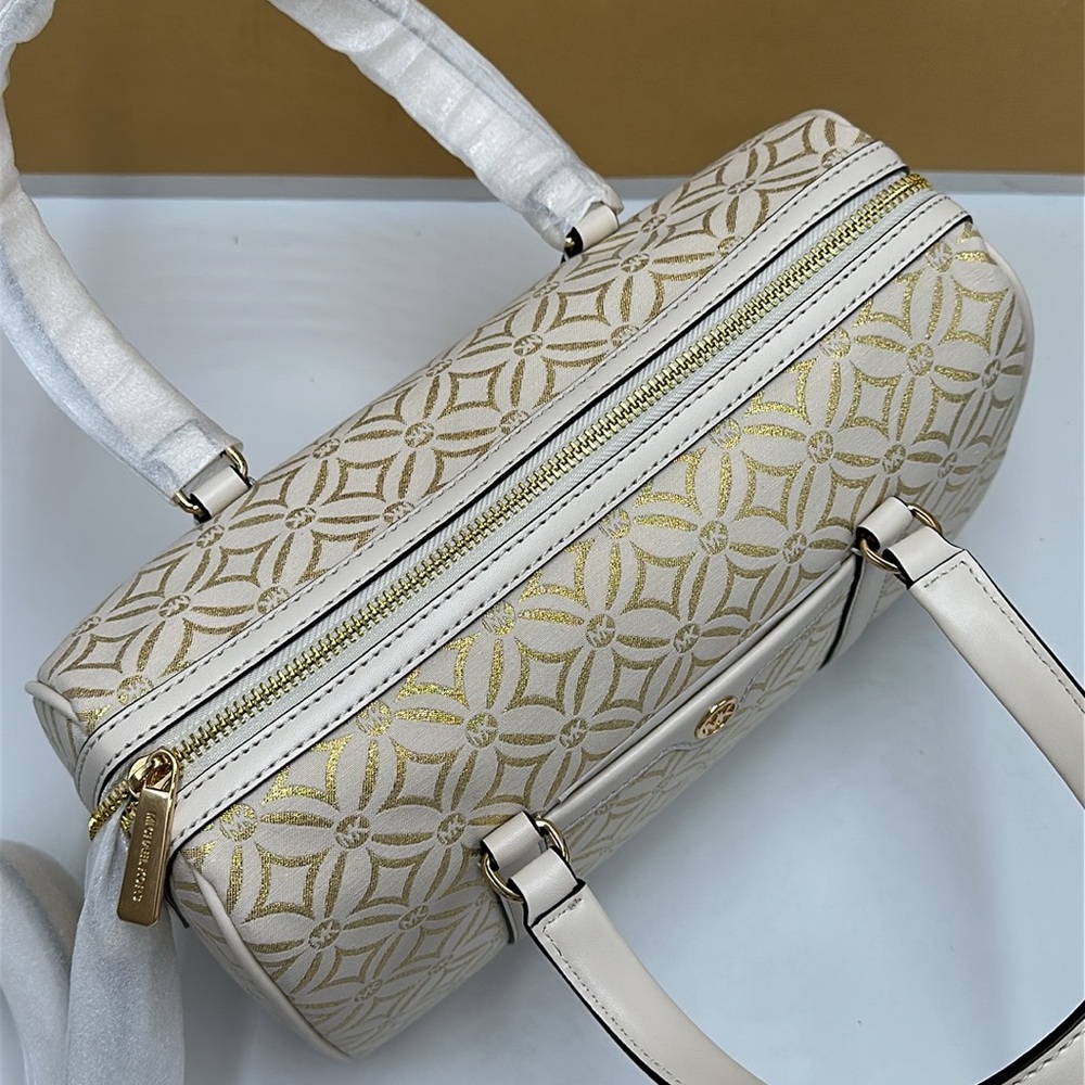 MICHAEL KORS JST TRAVEL MEDIUM DUFFLE SATCHEL CROSSBODY BAG MK Pale Gold Multi - Picture 8 of 16
